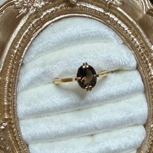 Avon 18K H.G.E. Gold Ring with Dark Brown Gemstone
